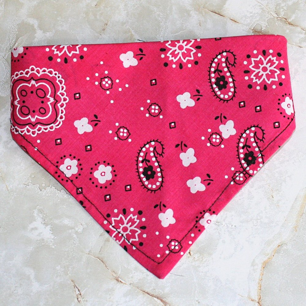 HAND CRAFTED Bandana Pink Bandana Western Print Dog Pet Scarf Accessory